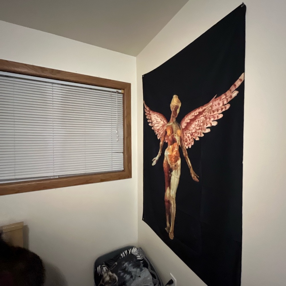 Angel Wing Wall Tapestry - Black and Orange